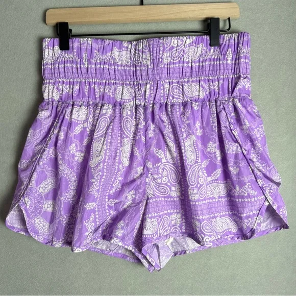 Free People Movement FP The Way Home Purple Floral Shorts size XL - Picture 1 of 9